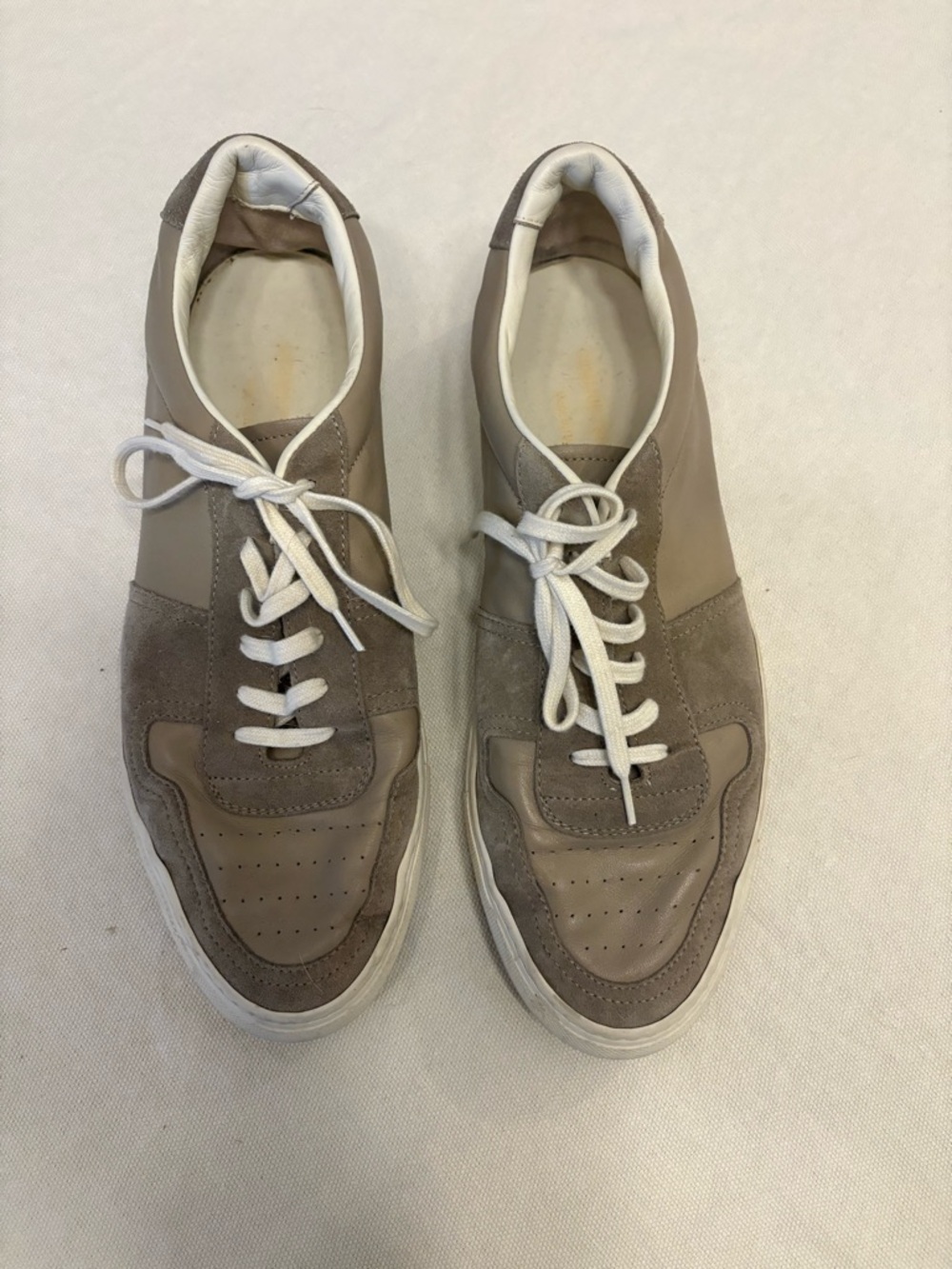 Common Projects Taupe & White Men’s Low-Top Suede Sneakers
